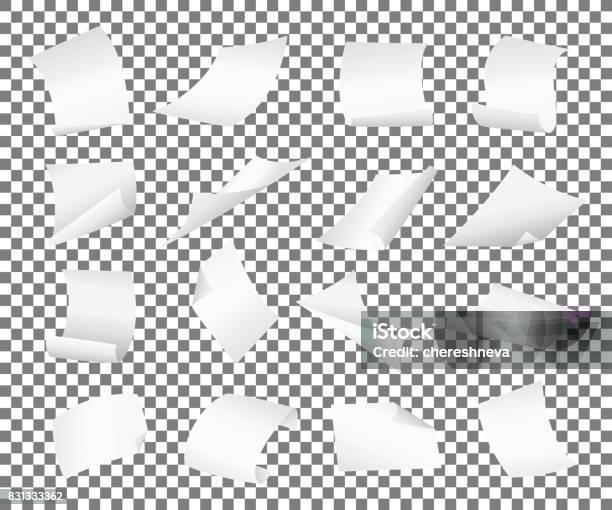 Paper Go Down Blank Paper Sheets Falling Down Illustration On Grey Background Stock ...