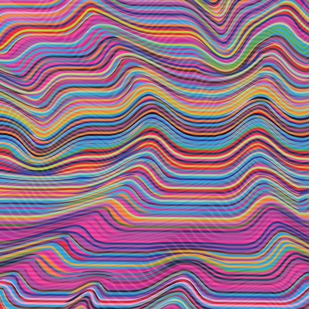 istock Vector warped lines background. Flexible stripes twisted as silk forming volumetric folds. Colorful variable width stripes with shadows and highlights. Vector illustration 831335178