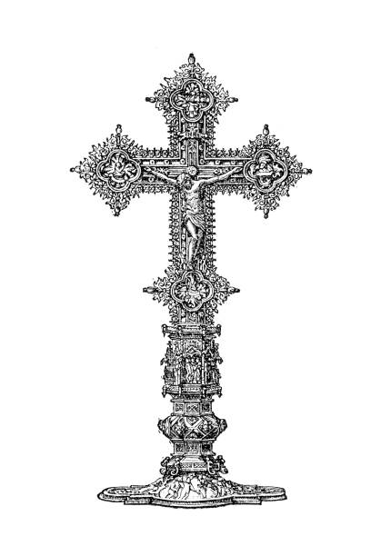 黄金の十字架 - cross cross shape shiny gold点のイラスト素材／クリップアート素材／マンガ素材／アイコン素材
