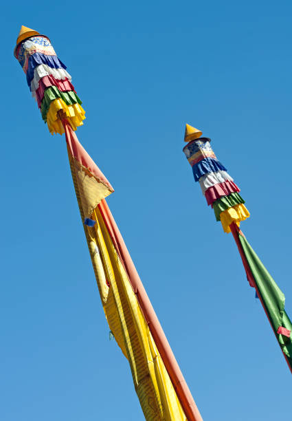 istock Buddhist Prayer flag poles, West Bengal, India. 831349766