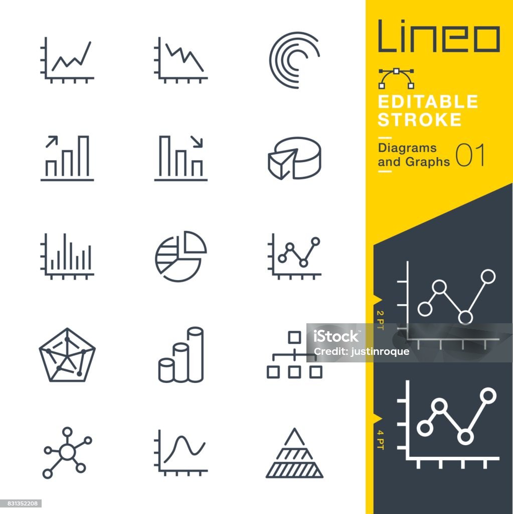 Línea de trazo Editable Lineo - diagramas y gráficos iconos - arte vectorial de Ícono libre de derechos