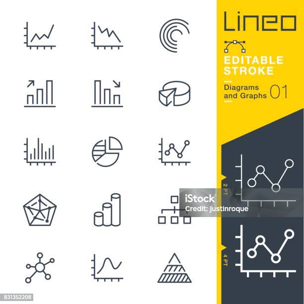 Lineo Editable Stroke Diagrams And Graphs Line Icons Stock Illustration - Download Image Now