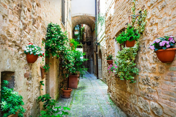 istock beautiful village Spello (Umbria, Italy) with floral streets 831352772