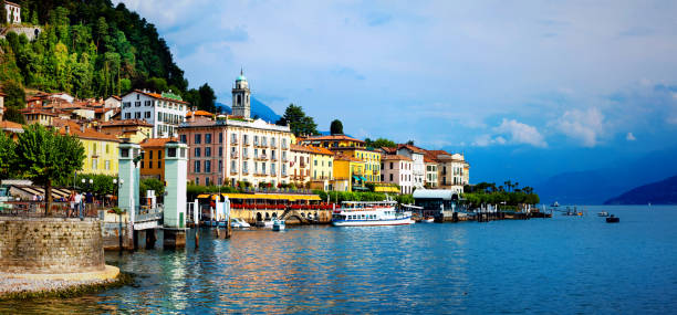 beautiful Lago di Como - panorama of Bellagio town. North of Italy pictorial villages of Lago di Como, popular touristic attraction bellagio stock pictures, royalty-free photos & images