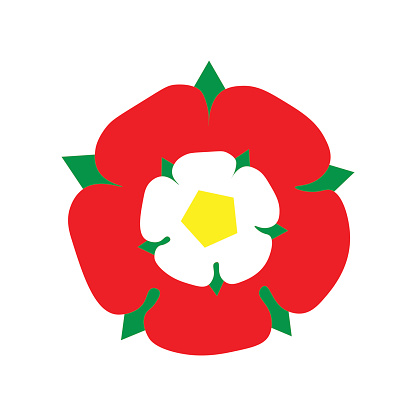 Vector Illustration: Tudor Rose made in a flat icon style. England emblem after the War of The Roses: combined the red rose of the house of Lancaster and the White rose of the house of York.