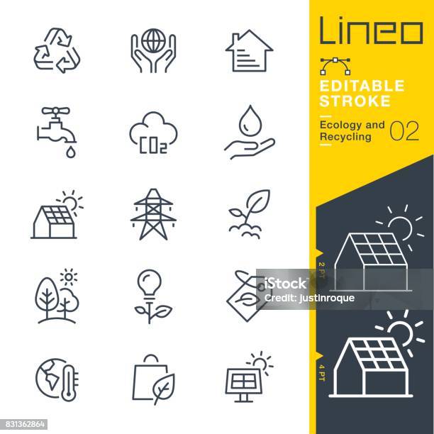 Lineo Editable Stroke Ecology And Recycling Line Icons Stock Illustration - Download Image Now