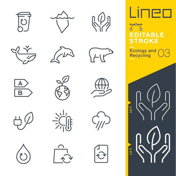 Lineo Editable Stroke - Ecology and Recycling line icons Vector Icons - Adjust stroke weight - Expand to any size - Change to any colour aquatic mammal stock illustrations