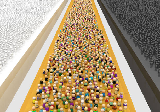 istock Cartoon Crowd, Black White Color 831362872