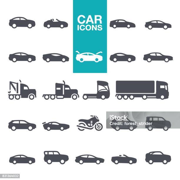 Car Icons Stock Illustration - Download Image Now - Car, Icon Symbol, Side View