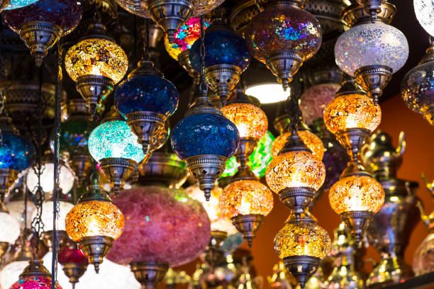 istock Traditional Asian lanterns of colored glass 831368174