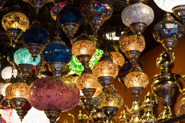 istock Traditional Asian lanterns of colored glass 831368182
