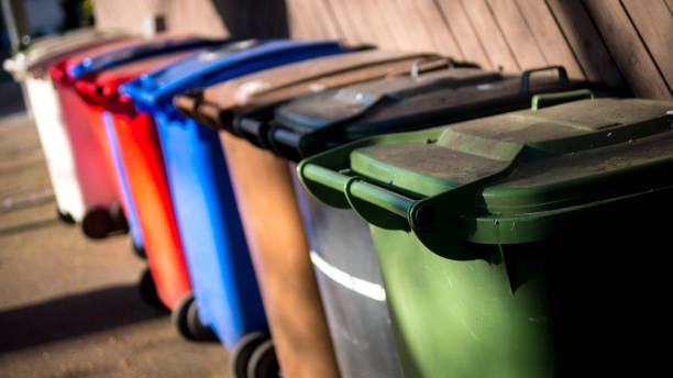 Wheelie Bins Wheelie Bins for Recycled Rubbish recycling bin photos stock pictures, royalty-free photos & images