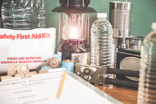 istock Emergency preparation, natural disaster supplies. 831378674