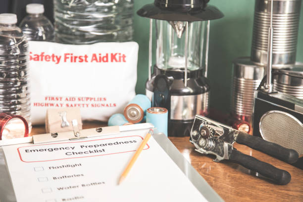 istock Emergency preparation, natural disaster supplies. 831378856
