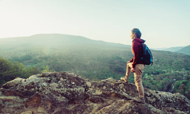 istock Traveler enjoying of mountain view. 831381614