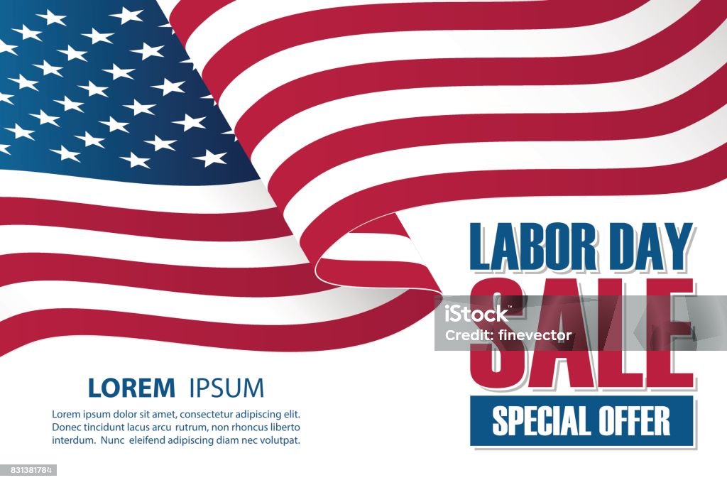 Labor Day Sale banner with waving american national flag. Special offer background for business, promotion and advertising. Labor Day Sale banner with waving american national flag. Special offer background for business, promotion and advertising. Vector illustration.. Labor Day - North American Holiday stock vector