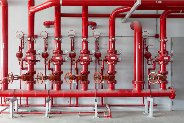 istock Red water pipe valve,pipe for water piping system control in industrial building. 831381992