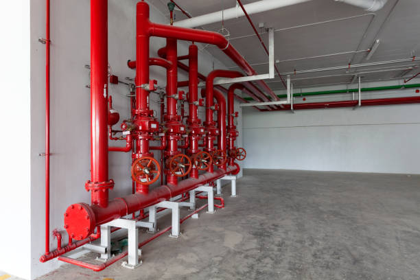 istock Red water pipe valve,pipe for water piping system control in industrial building. 831382006