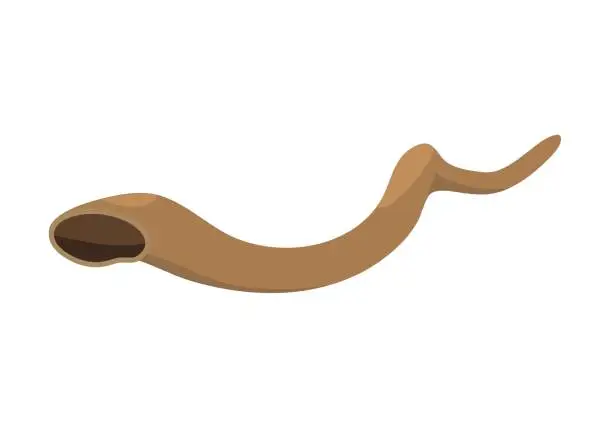 Vector illustration of Vector Flat Style Illustration for Jewish community: kudu shofar also known as  Yemenite Shofar Kudu Horn. The shofar is blown in synagogue services on Rosh Hashanah and at the very end of Yom Kippur.