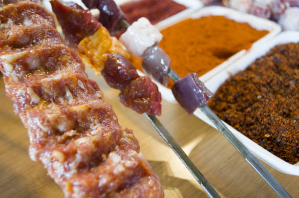istock Turkish kebab, shish kebab and shish liver 831390722
