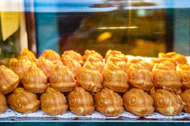 Japanese fish shaped cake on display in London Chinatown