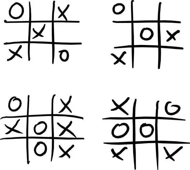 Vector illustration of Hand Drawn Tic Tac Toe