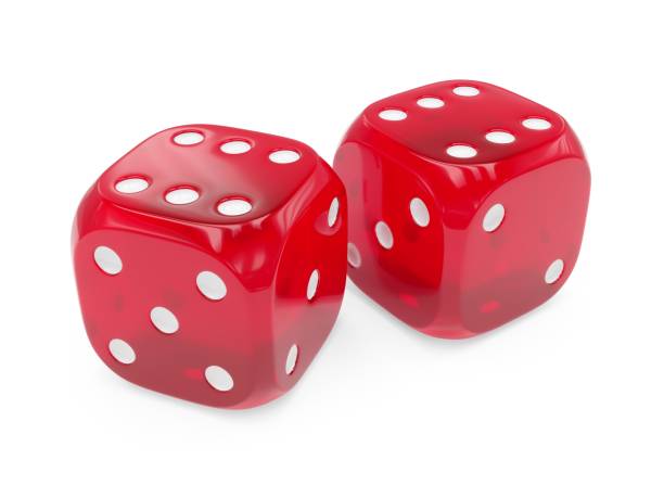 istock 3d rendering two red glass dices isolated on white background 831403988