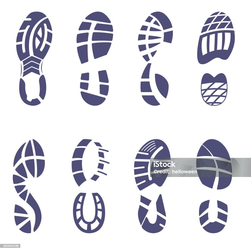 Zapatilla de deporte de conjunto de la pisada - arte vectorial de Zapatillas de deporte libre de derechos