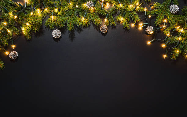istock Christmas decoration background over black chalkboard 831415084