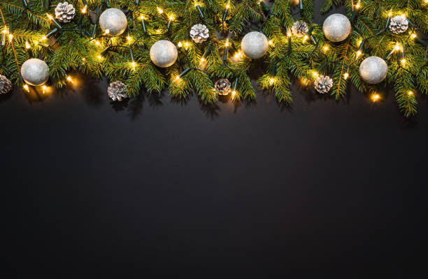 istock Christmas decoration background over black chalkboard 831415128