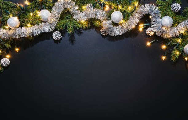 istock Christmas decoration background over black chalkboard 831415192