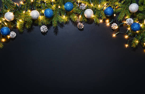 istock Christmas decoration background over black chalkboard 831415230