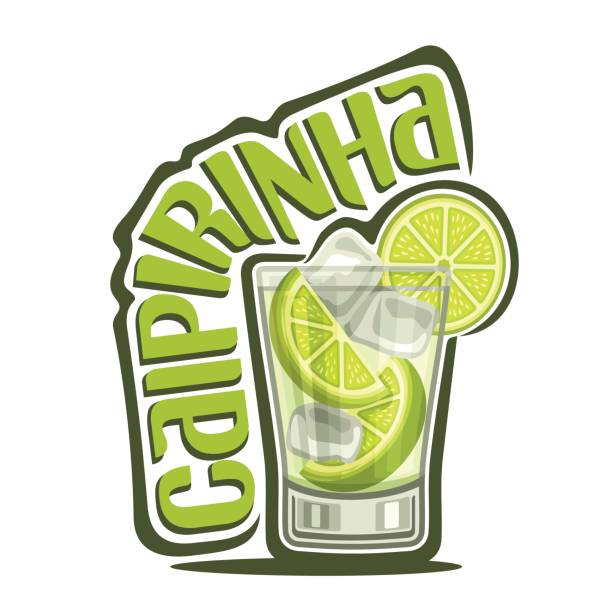 cocktail-caipirinha - glass ice tonic water frozen stock-grafiken, -clipart, -cartoons und -symbole