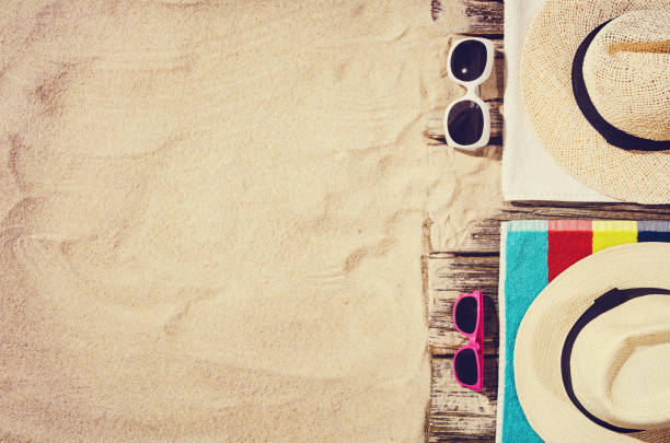 istock Top view of sandy beach. Background with copy space 831447920