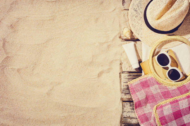 istock Top view of sandy beach. Background with copy space 831449288