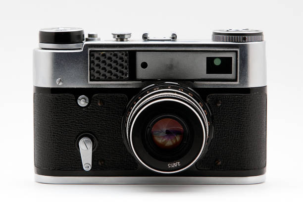 istock Film photo camera on white background 831450108