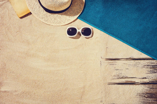 istock Top view of sandy beach. Background with copy space 831450116