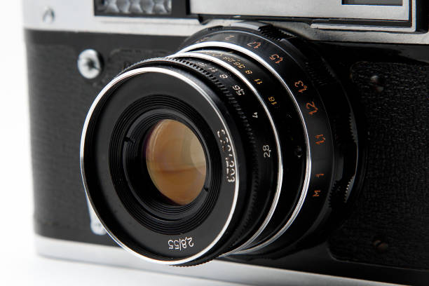 istock Film photo camera on white background 831453228