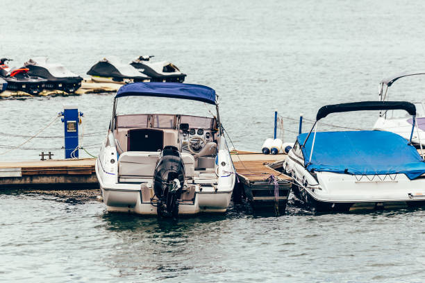 istock Motor boats parked at the pier 831456192