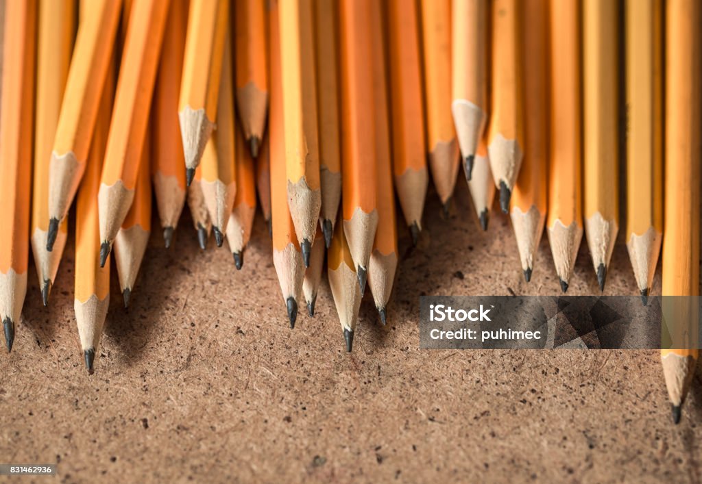 a variety of graphite pencils a variety of graphite pencils on wooden background,closeup Abstract Stock Photo