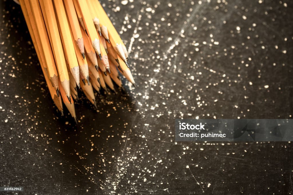 a variety of graphite pencils a variety of graphite pencils on wooden background,closeup Abstract Stock Photo