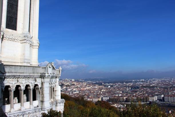 frankreich, lyon - panorama-depuis la basilique notre dame de fourvière - basilika notre dame de fourvière stock-fotos und bilder