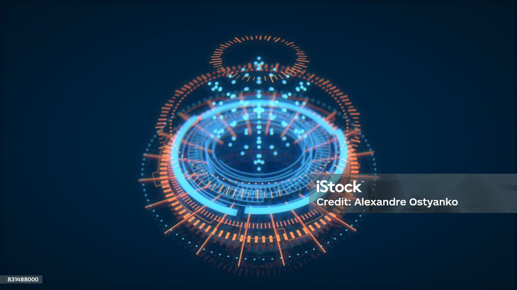 Futuristic HUD Interface Element, UI. Depth Of Field. Data Science Look. Radar Stock Photo