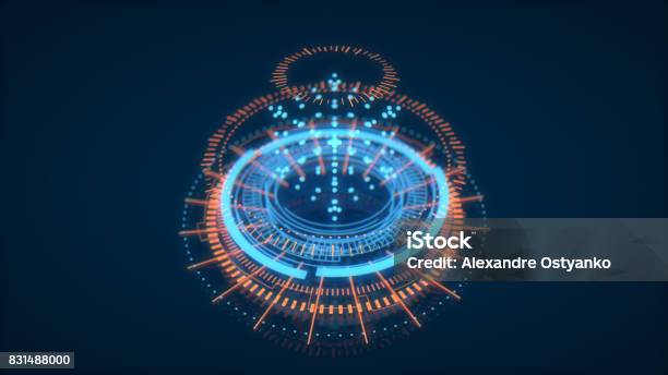 Futuristic Hud Interface Element Ui Depth Of Field Data Science Look Stock Photo - Download Image Now