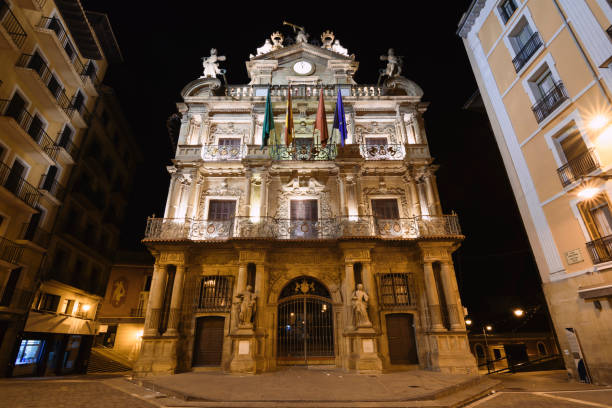 istock Pamplona Town Hall at Night 831490716