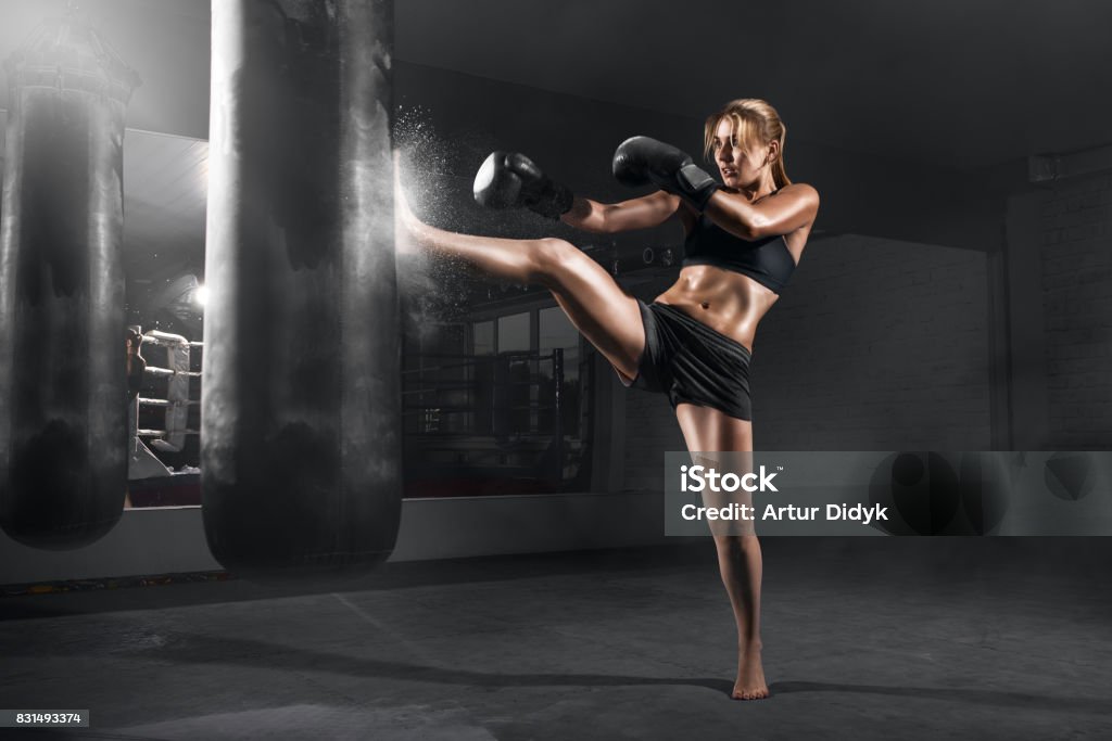 KIKBOXING GIRL Photo Muay Thai Stock Photo