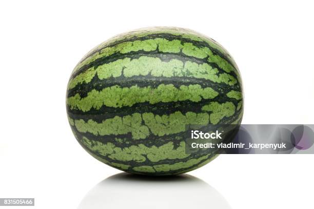 Watermelon Standing Isolated On White Background Stock Photo - Download Image Now - Watermelon, Whole, Cut Out