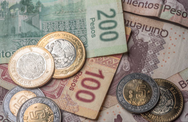 istock Mexican Peso coins and banknotes 831512114