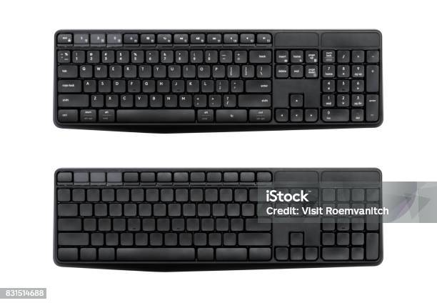 Top View Of Wireless Computer Keyboard Isolated On White Background With Clipping Path Inside Stock Photo - Download Image Now