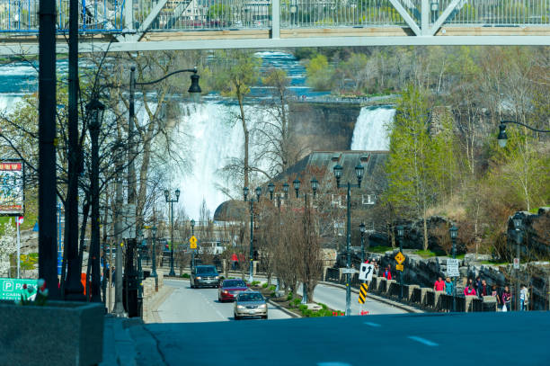 Image is intended for editorial use -  Bright Neon Lights on Clifton Hill in Niagara Falls at Night